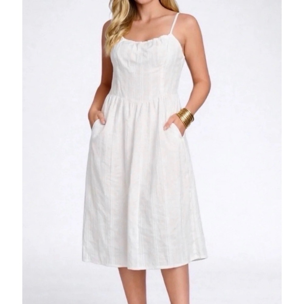 Sweetheart Midi Dress Corset L White Bridal Fairy Ethereal Coastal Cowgirl